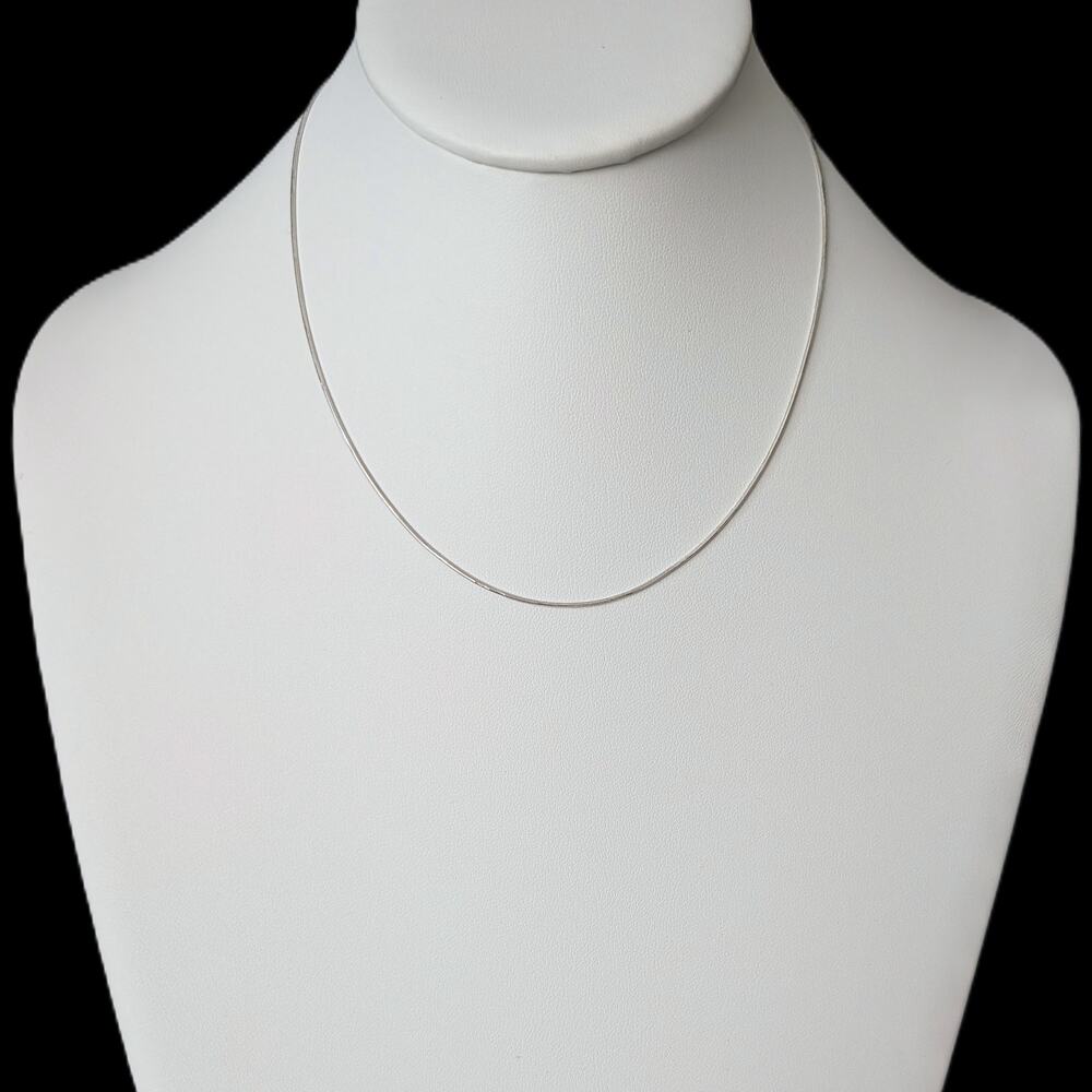 Estate 14k White Gold Round Snake Chain 16 in Long Lobster Clasp